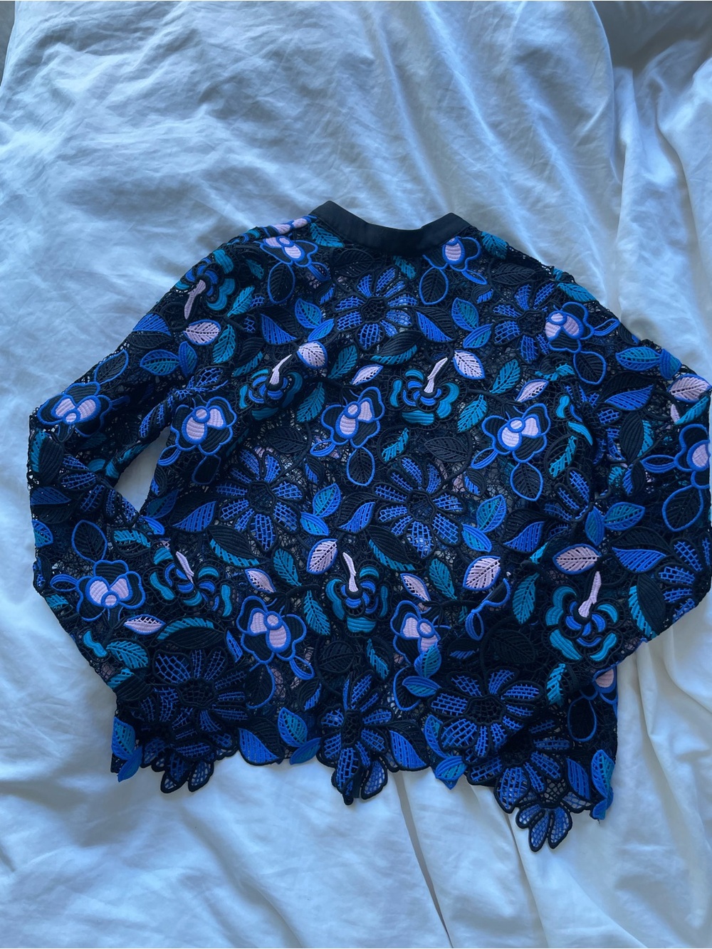 Self portrait Women's Navy Blue Floral Lace Top